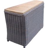 Barbados Outdoor End Table in Kubu Grey Wicker w/ Teak Top